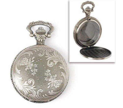 Solid Oak Steam Punk Charms - Large Watch Case - Imitation Siilver Antiqued - 1 Piece