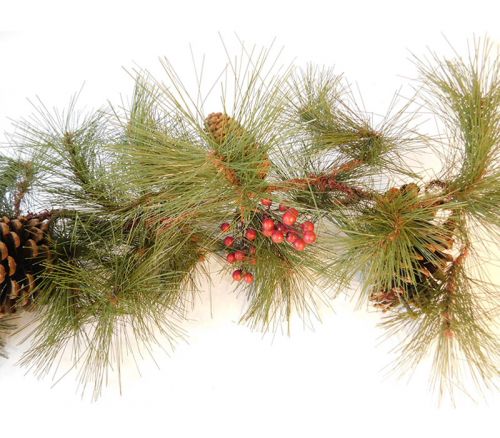 Garland - Pine with Holly Berries - 6-foot