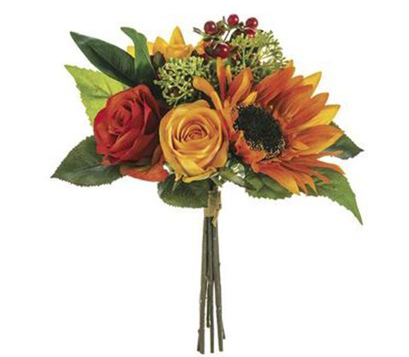 Sunflower and Rose Bouquet - 12-inch