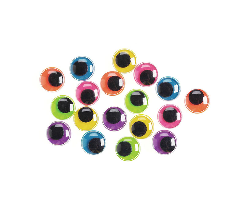 Googly Eyes - Assorted Neon Color - 10mm - 160 Piece