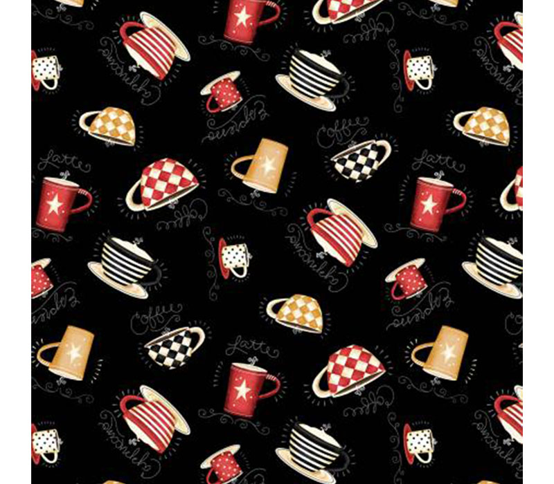 Coffee Always Tossed Cups on Black