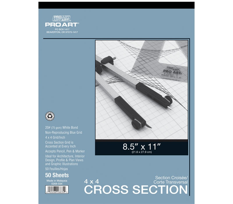 Pro Arts - Cross Section Pad 4-inch x 4-inch Grid/In 8-1/2-inch x 11-inch