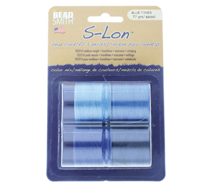 S-Lon Nylon Beading Cord Blue Tones - 4 Spools